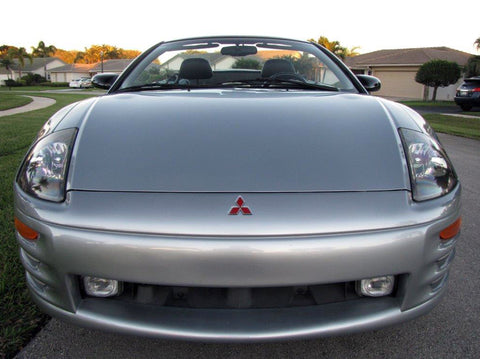 low front photo of a clean, detailed silver 2001 Mitsubishi Eclipse GT V6 Spyder convertible