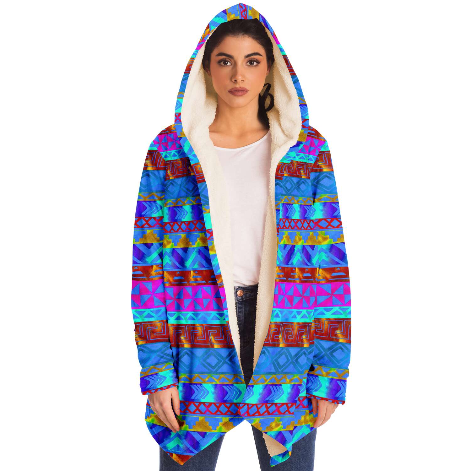 One Tribe Bright Tribe Lounge Fleece Winter Cloak Jacket
