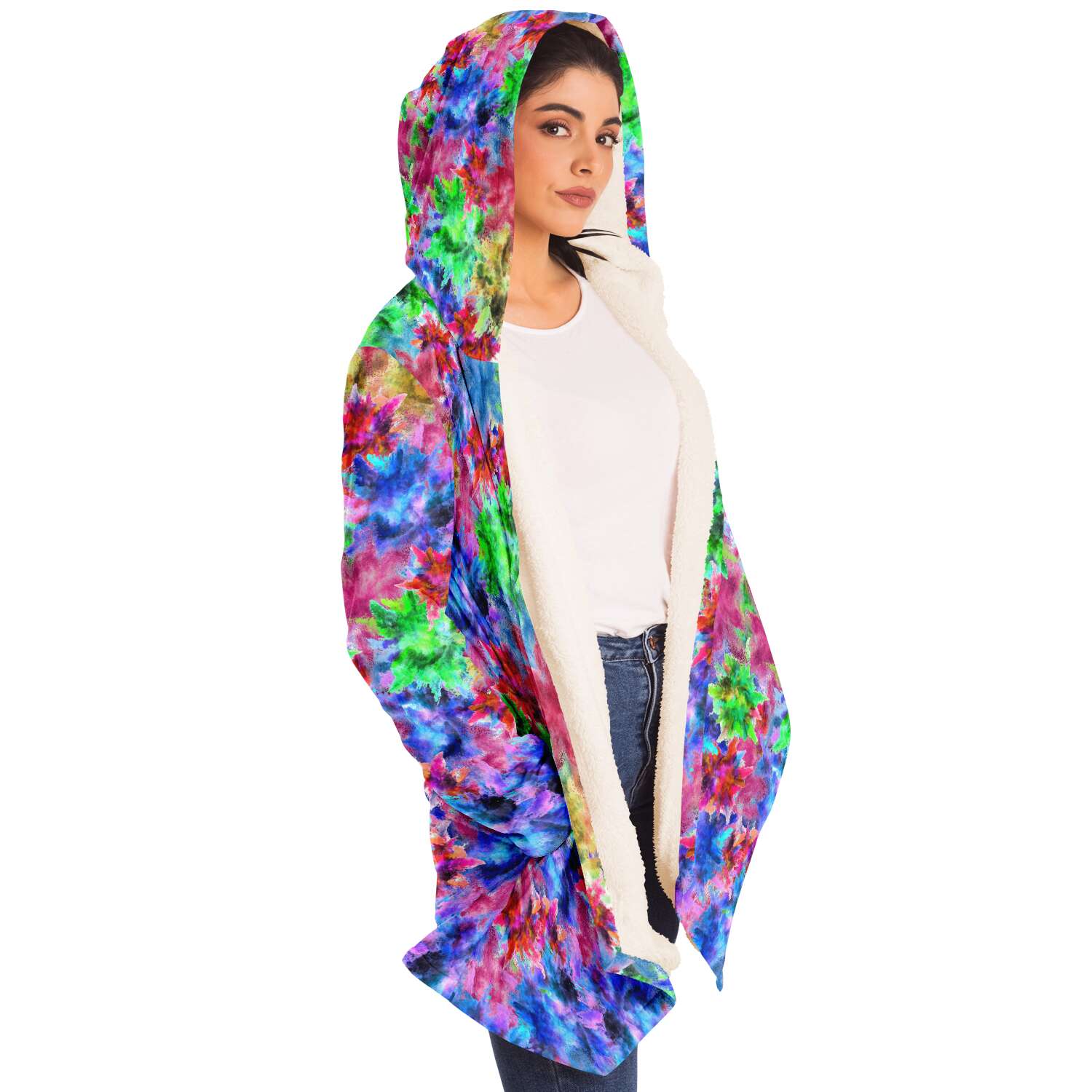 One Tribe Flower Bomb Lounge Fleece Winter Cloak Jacket