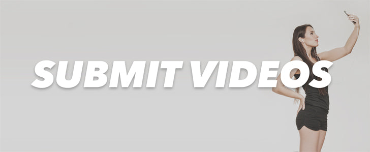 Link to video submission portal containing an image of a woman wearing black athletic apparel holding her phone in front of her face taking a video.