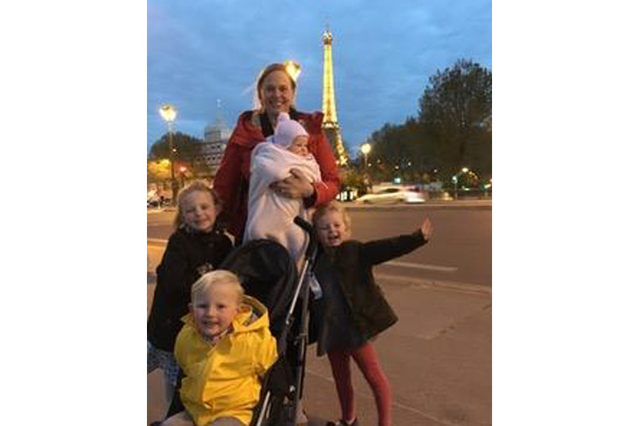 Hillary McCoy with kids in Paris