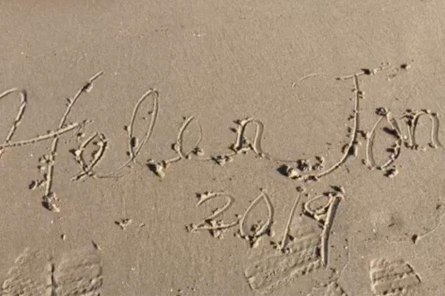 Helen Jon 2019 written in sand
