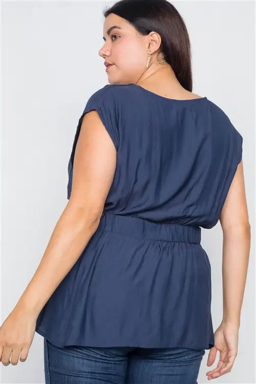 Plus Size V Neck Peplum Top
