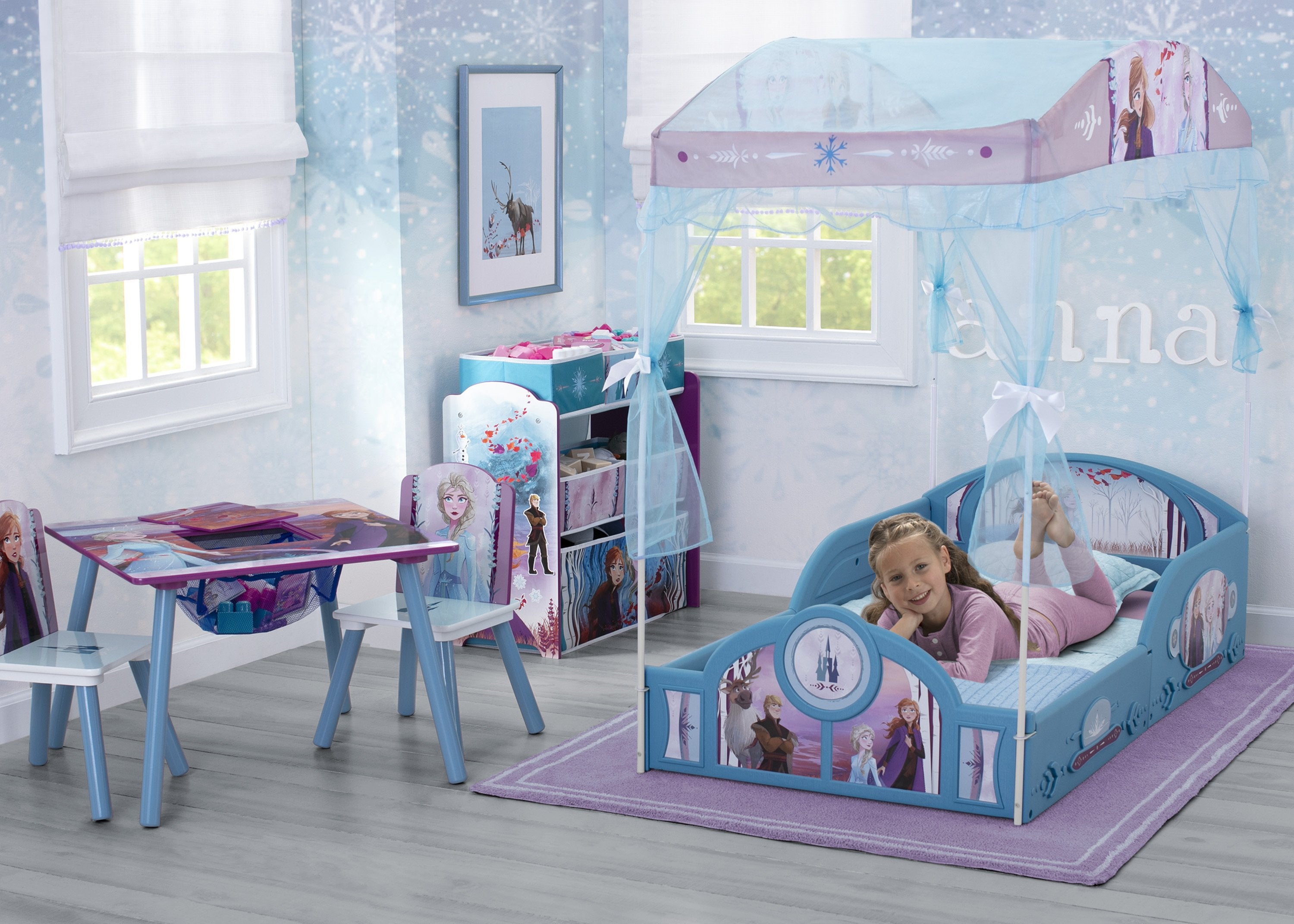 Disney Frozen II Plastic Sleep and Play Toddler Bed with Canopy by Del | Delta  Children