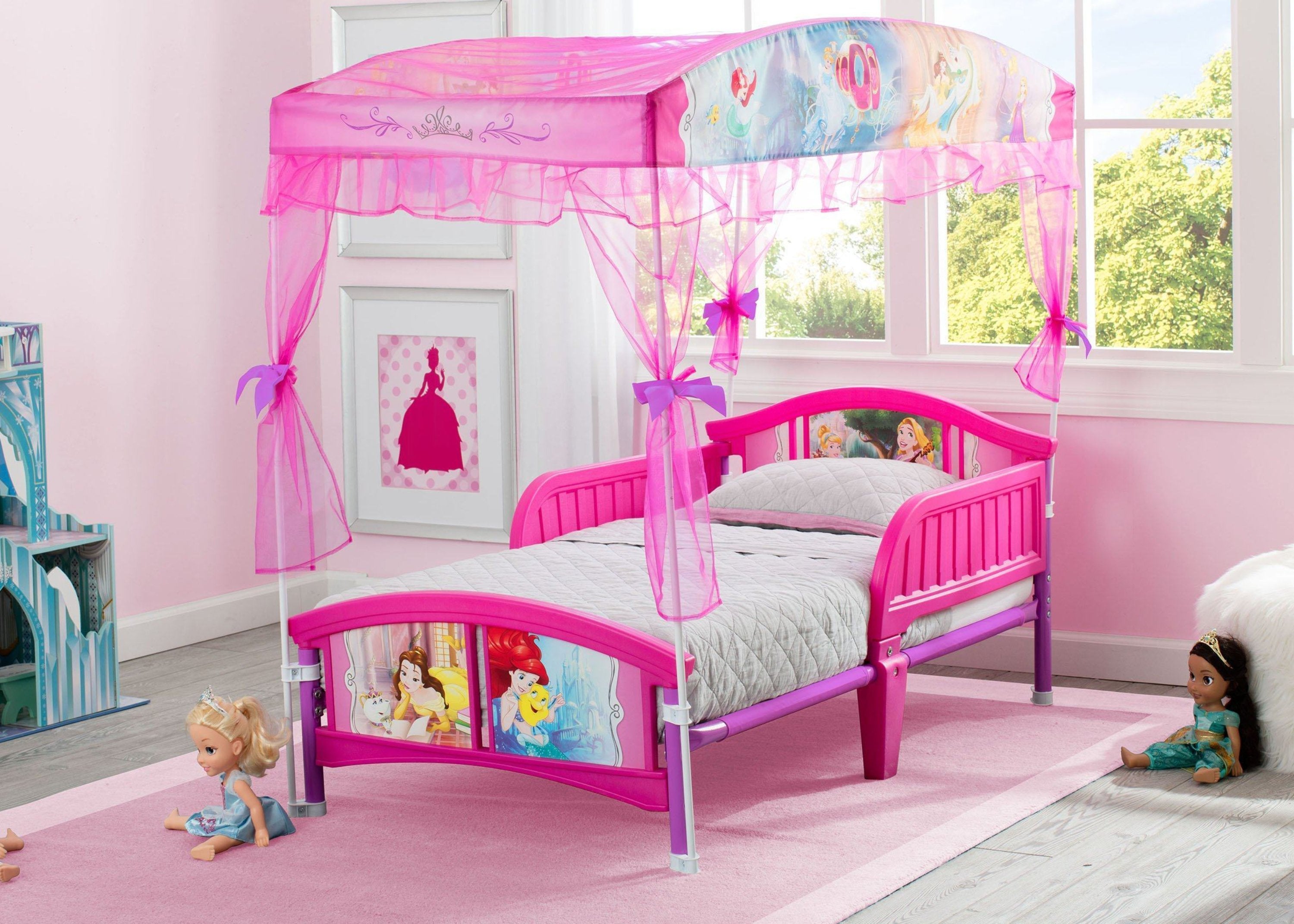 Luidruchtig Slank Panorama Princess Canopy Toddler Bed - Delta Children