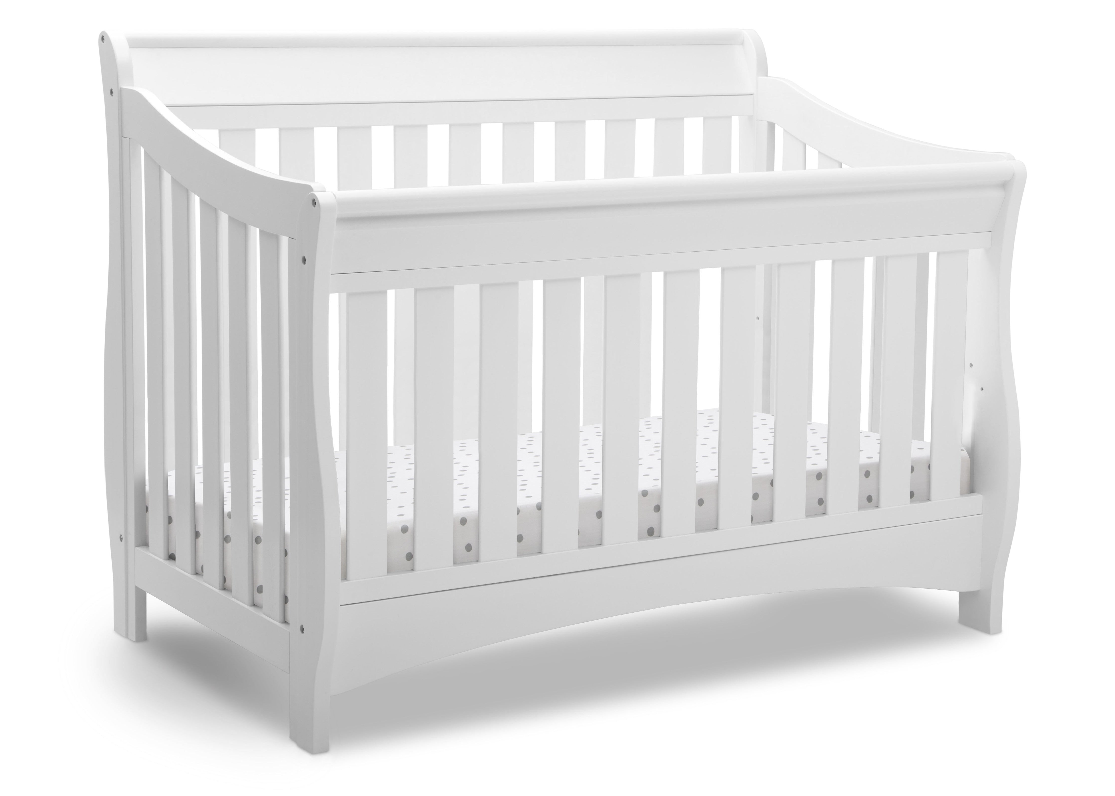 Delta Children Bentley 4 in 1 Crib White with Twinkle Stars Crib & Toddler Mattress 