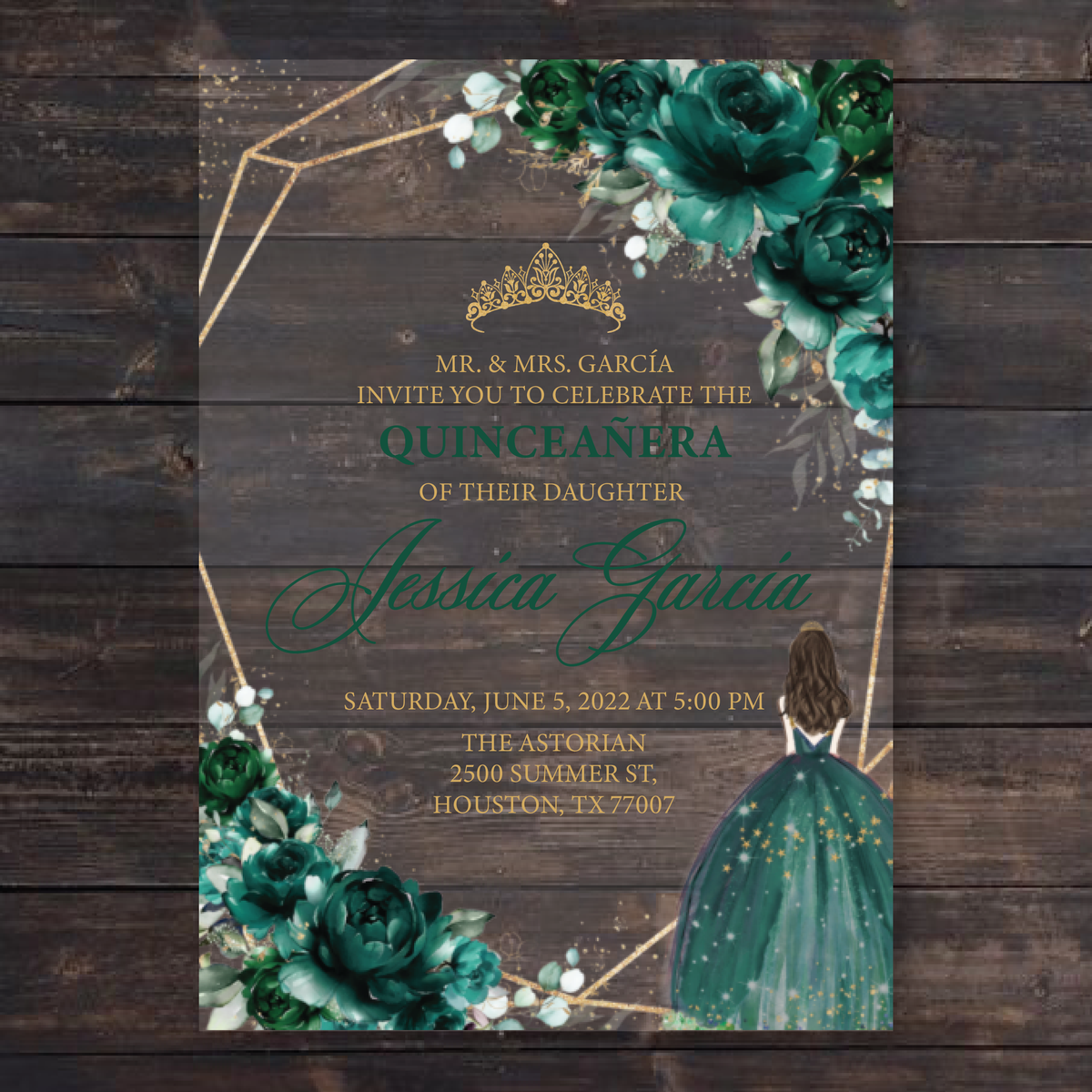 Emerald Green Quince Invitations Template