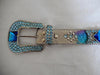 B.B. Simon "Sky Blue" Crystal Pony Hair Belt - Dudes Boutique