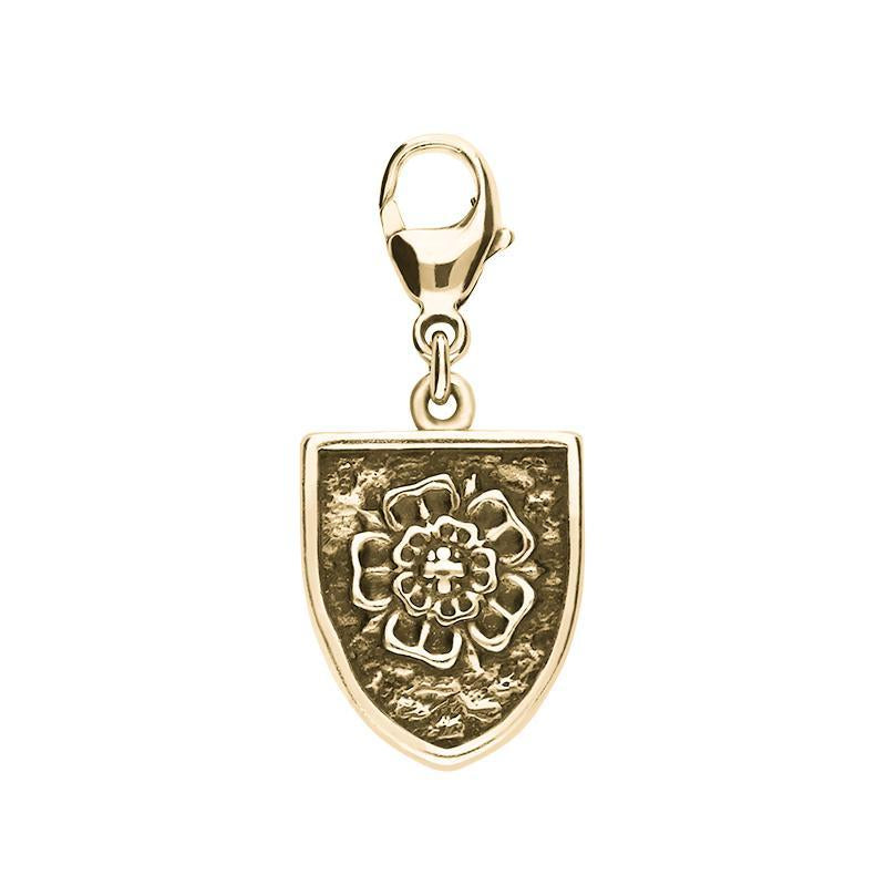 9ct Yellow Gold York Minster Cross Key and Rose Shield Lobster Clasp Charm