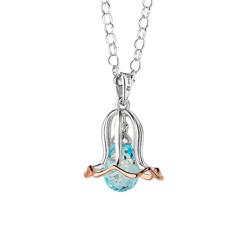 Clogau Bluebell Sterling Silver Blue Topaz Necklace D