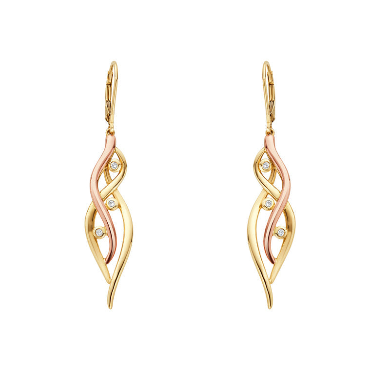 Clogau Swallow Falls 18ct Gold Diamond Drop Earrings