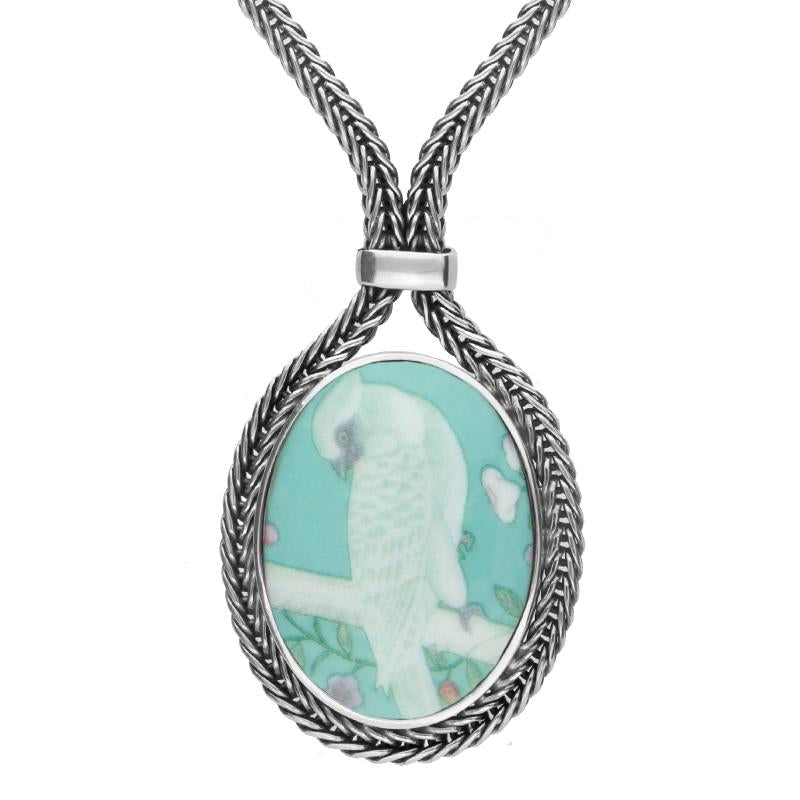 Sterling Silver Royal Crown Derby Turquoise Chatsworth Wallpaper Foxtail Necklace D