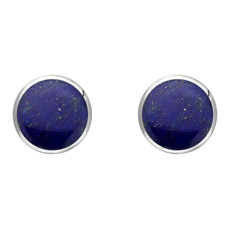 Sterling Silver Lapis Lazuli 8mm Classic Large Round Stud Earrings