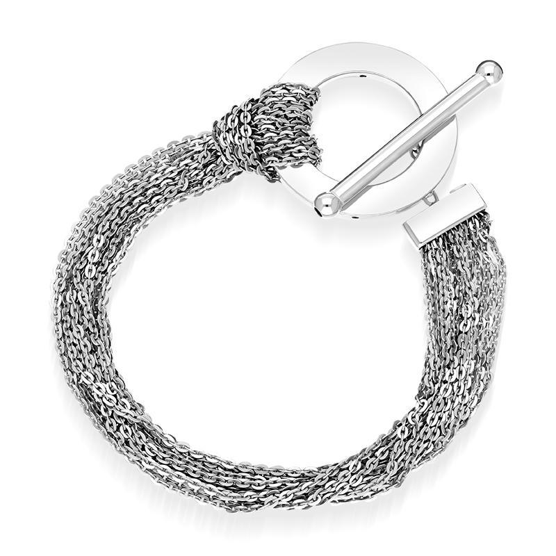 Sterling Silver Multi-Strand T-Bar Bracelet