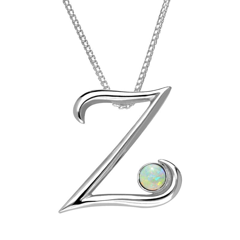 Sterling Silver Opal Love Letters Initial Z Necklace