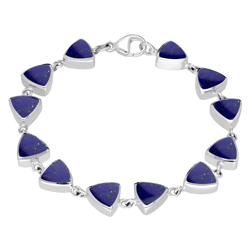 Sterling Silver Lapis Lazuli Curved Triangle Bracelet