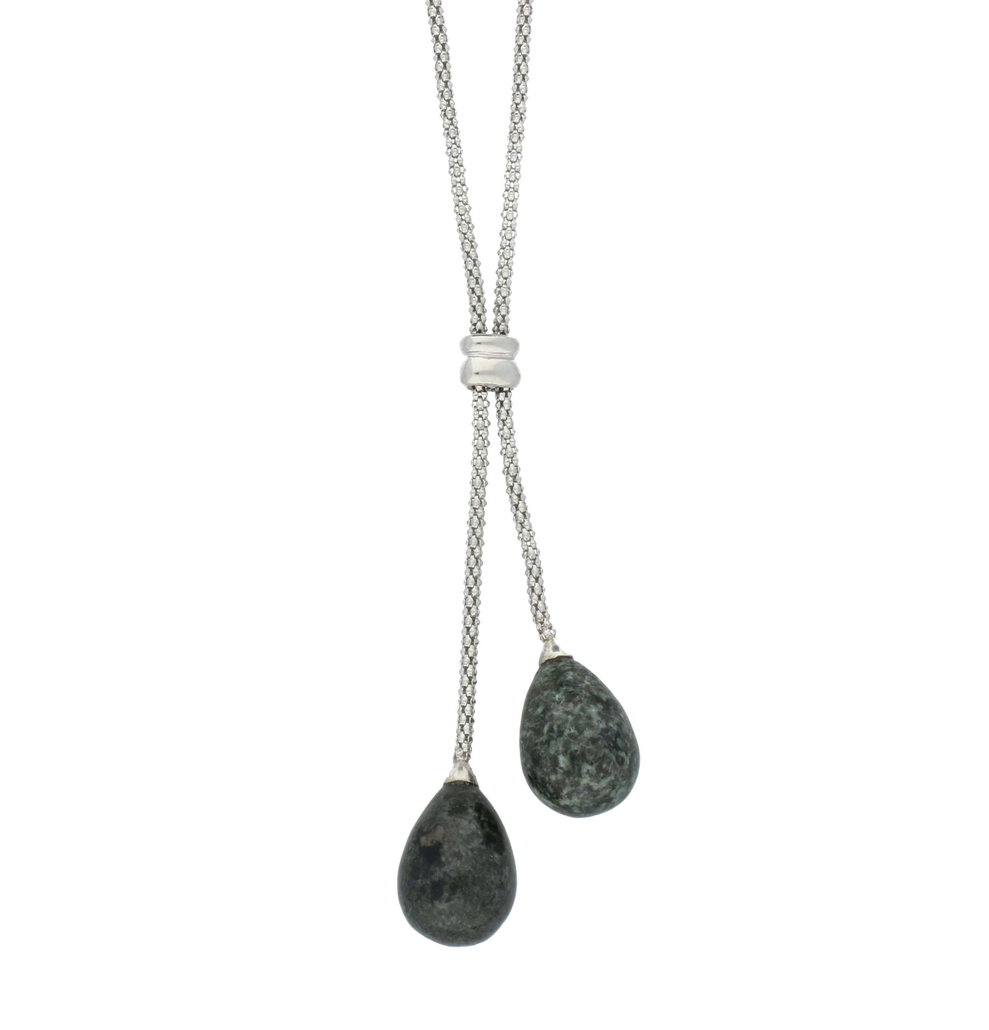 Sterling Silver Preseli Bluestone Two Stone Dropper Necklace