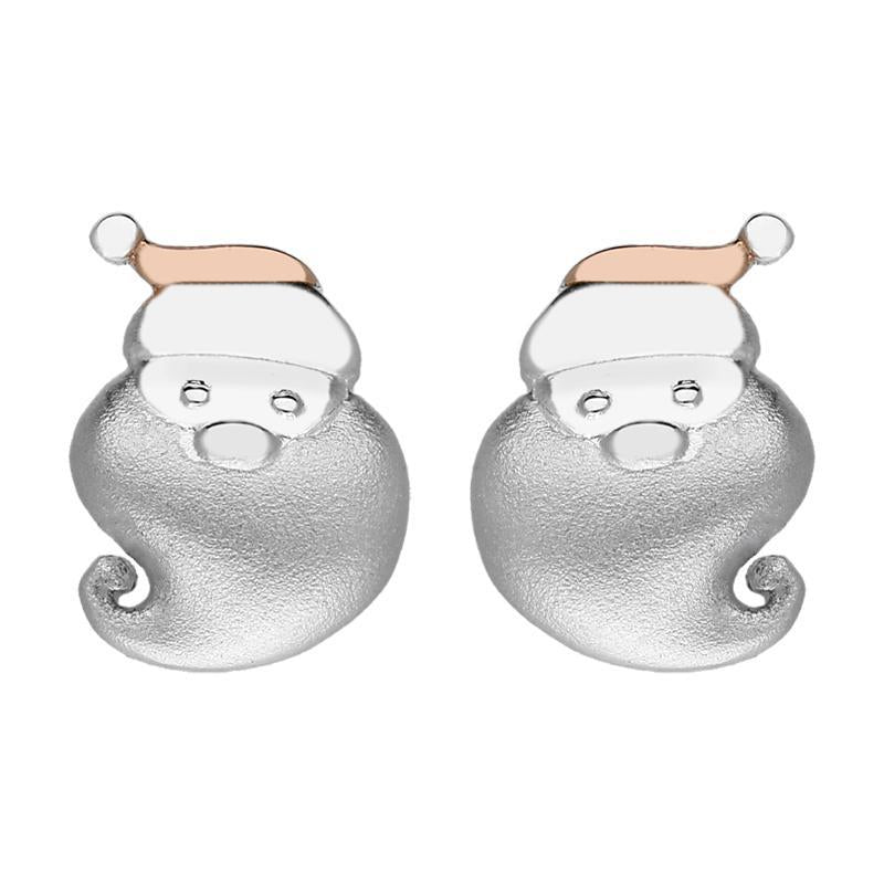 Rose Gold Plated Sterling Silver Santa Face Earrings