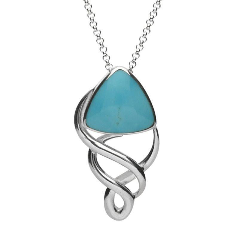 Sterling Silver Turquoise Curved Triangle Celtic Necklace