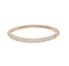 Swarovski Rose Gold White Crystal Stone Mini Bangle Large