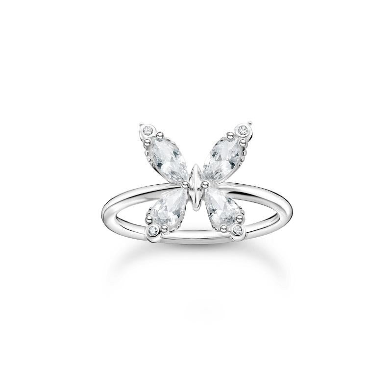 Thomas Sabo Charm Club Sterling Silver Butterfly White Stones Ring D