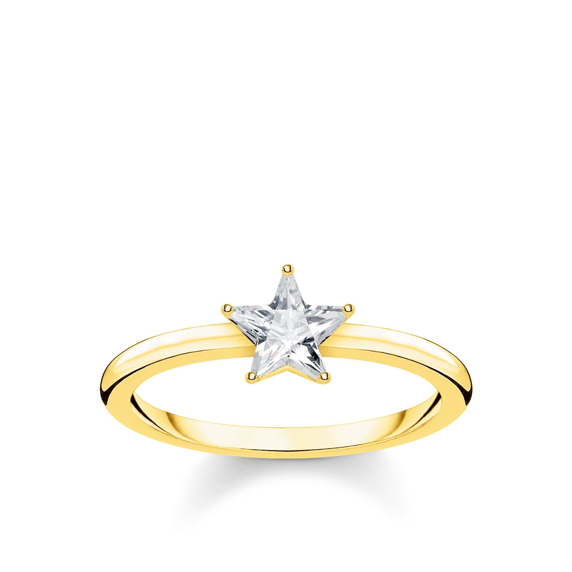 Thomas Sabo Glam & Soul Yellow Gold Plated Sterling Silver CZ Magic Stars Ring D