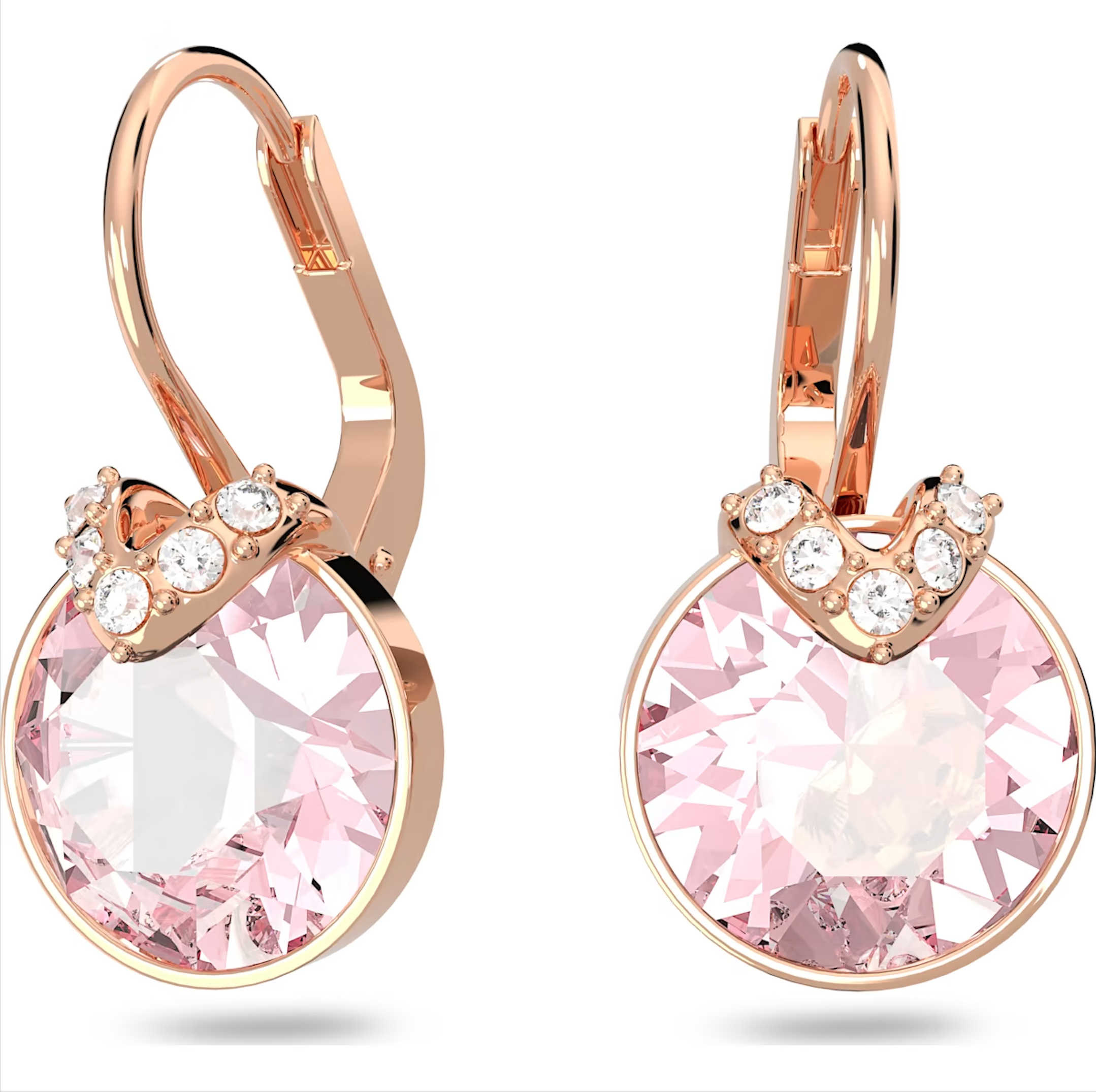 Swarovski Bella Rose Gold Tone Plated V Pink Crystal Earrings