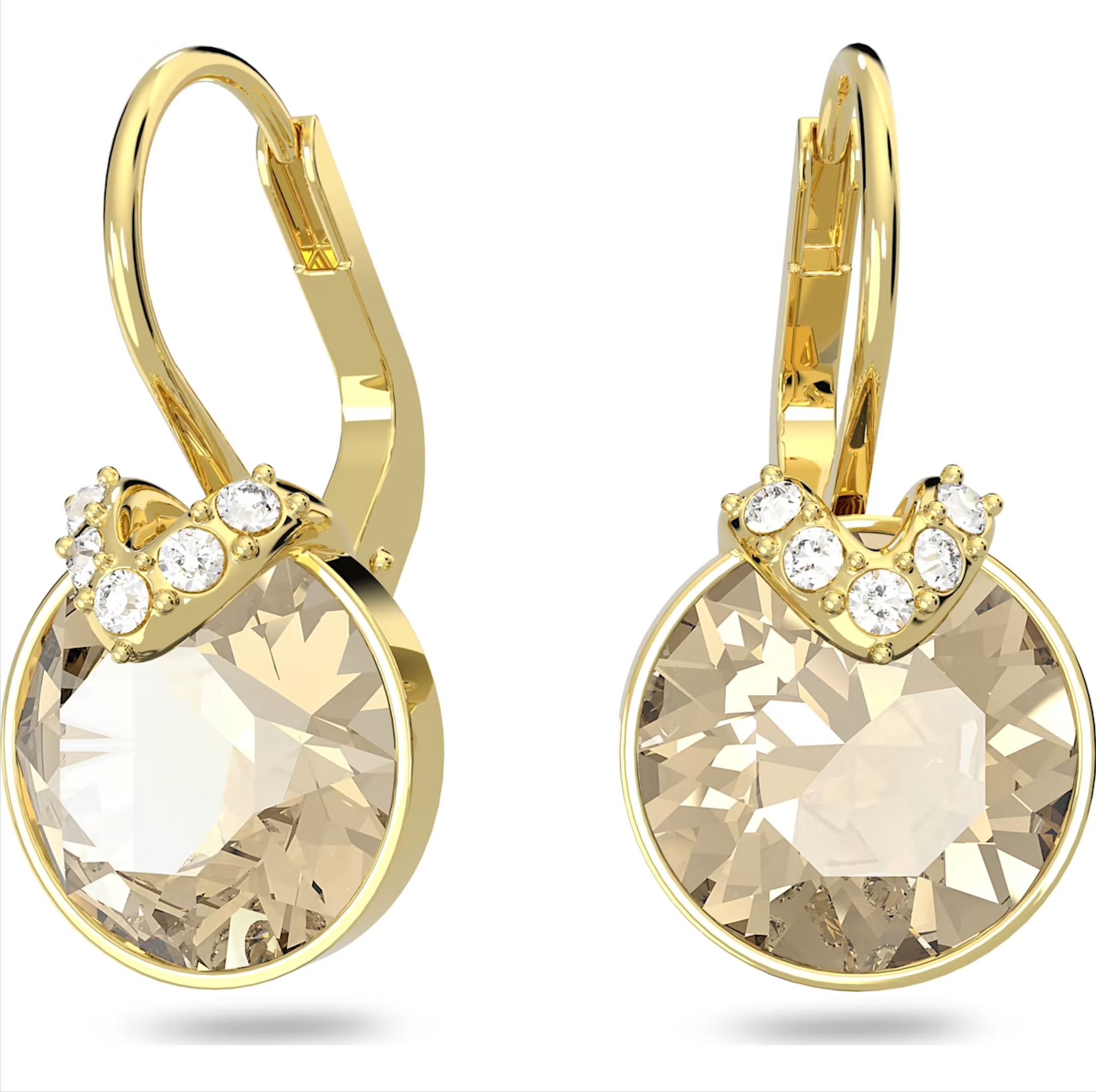 Swarovski Bella Yellow Gold Tone Plated V Clear Crystal Earrings