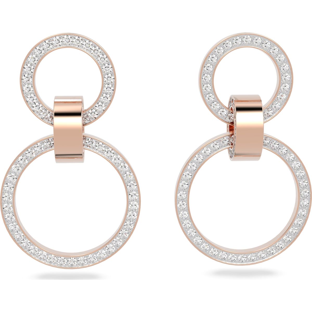 Swarovski Hollow Rose Gold Tone Plated White Crystal Hoop Earrings