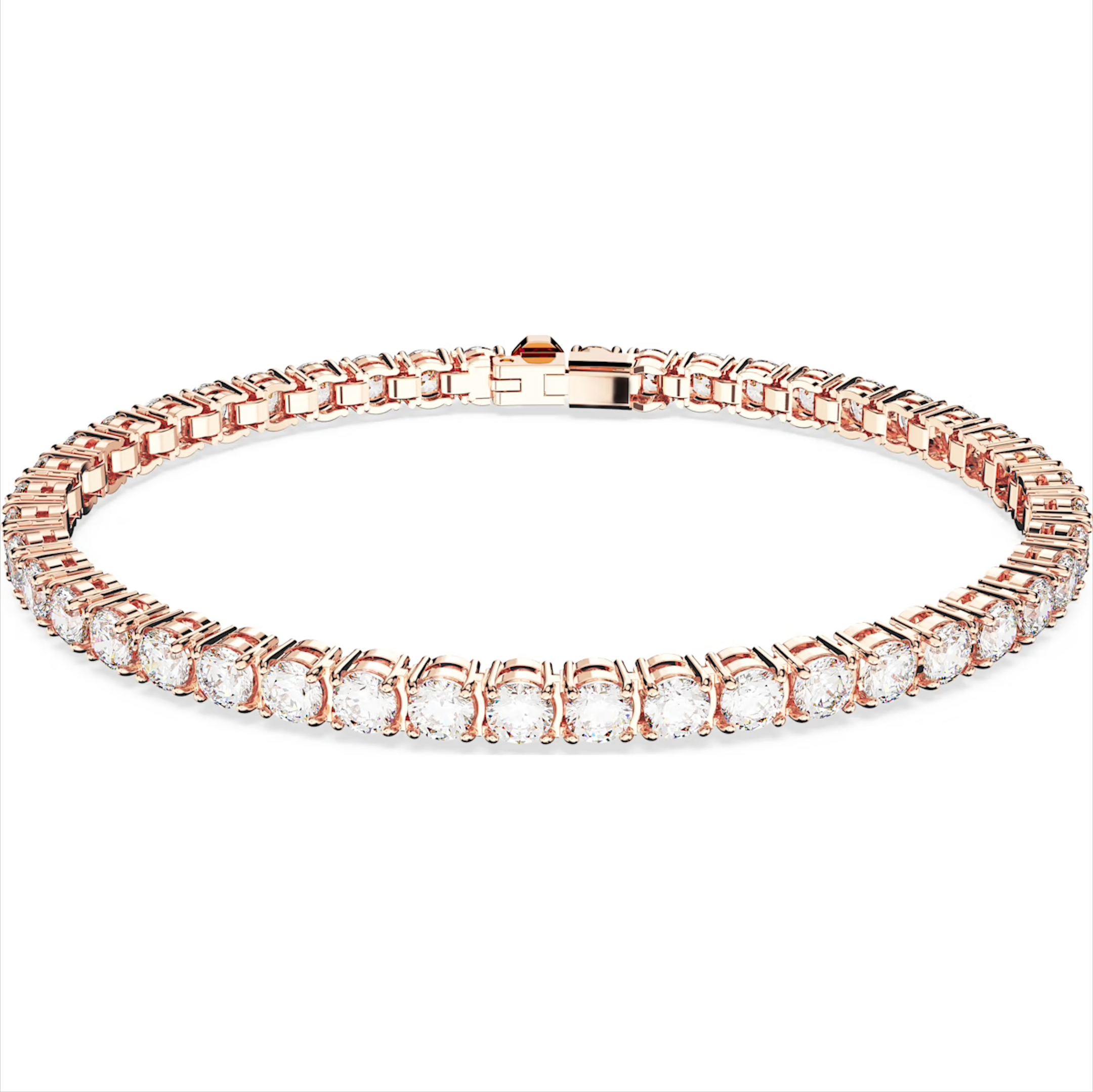Swarovski Matrix Rose Gold Tone Plated Round White Crystal Tennis Bracelet