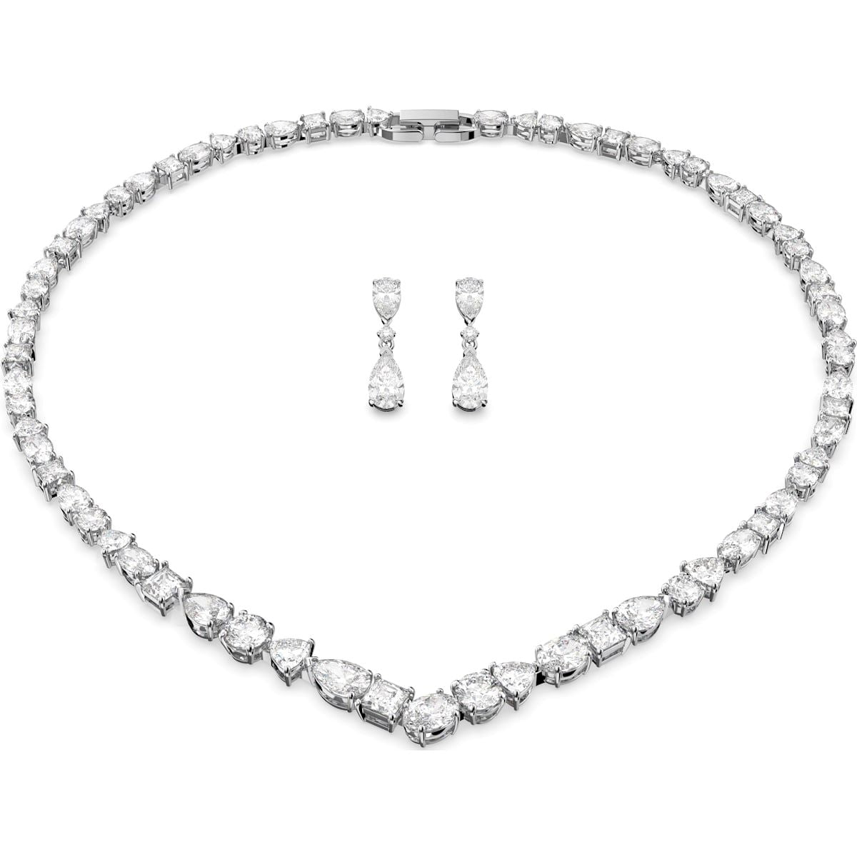 Swarovski Tennis Deluxe Rhodium Plated White Crystal Two Piece Set