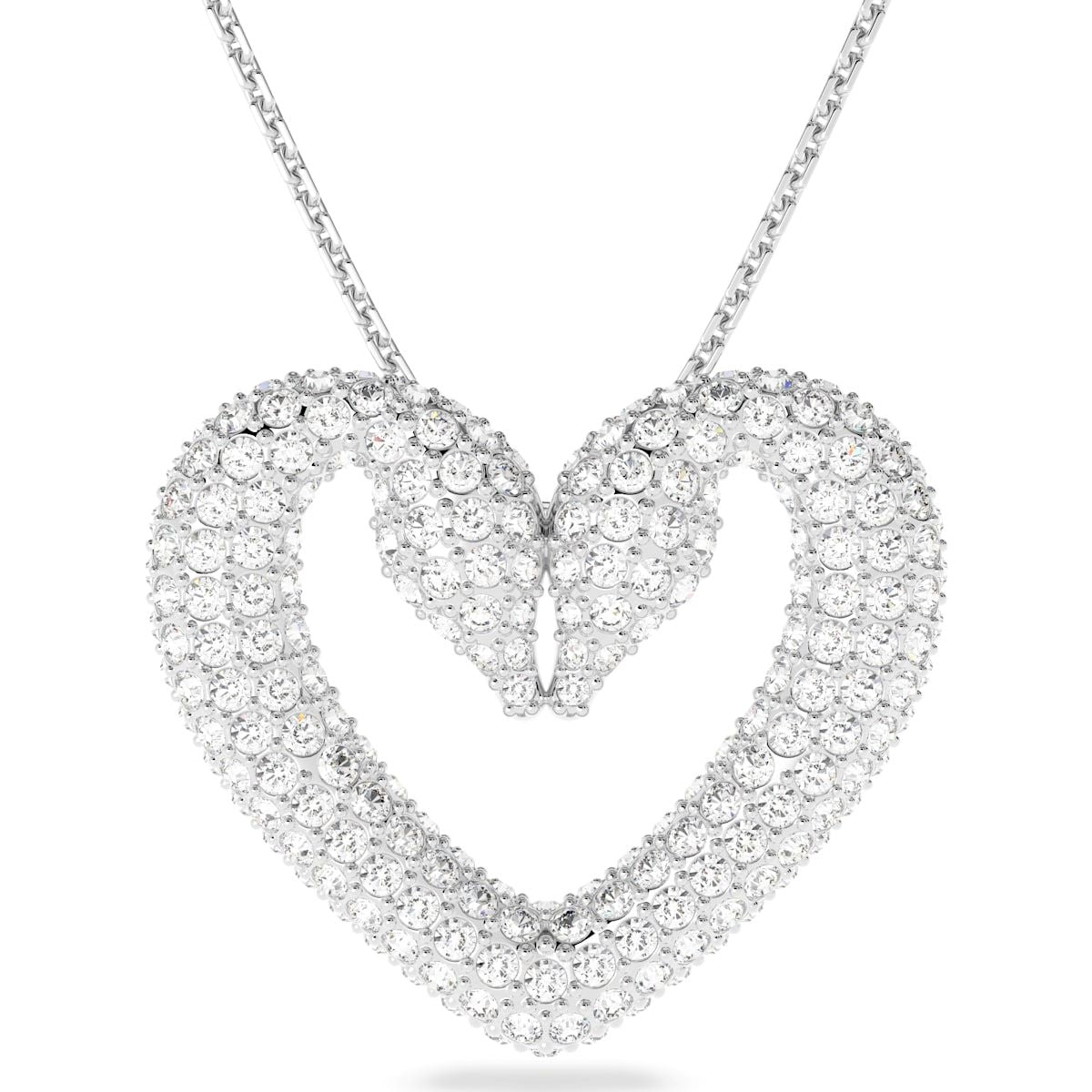 Swarovski Una Rhodium Plated White Crystal Heart Pendant