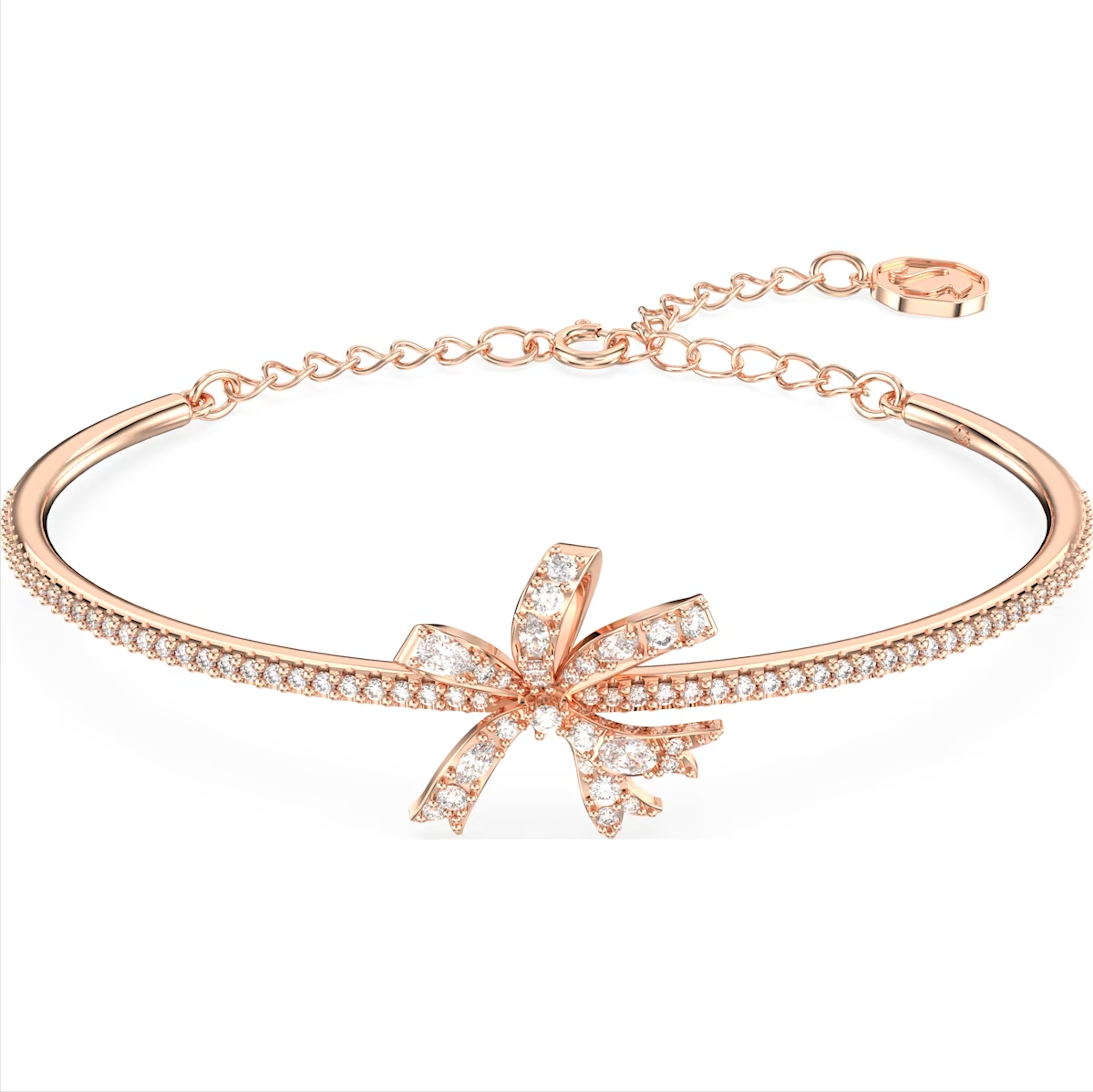 Swarovski Volta Rose Gold Tone Plated Bow White Crystal Bangle