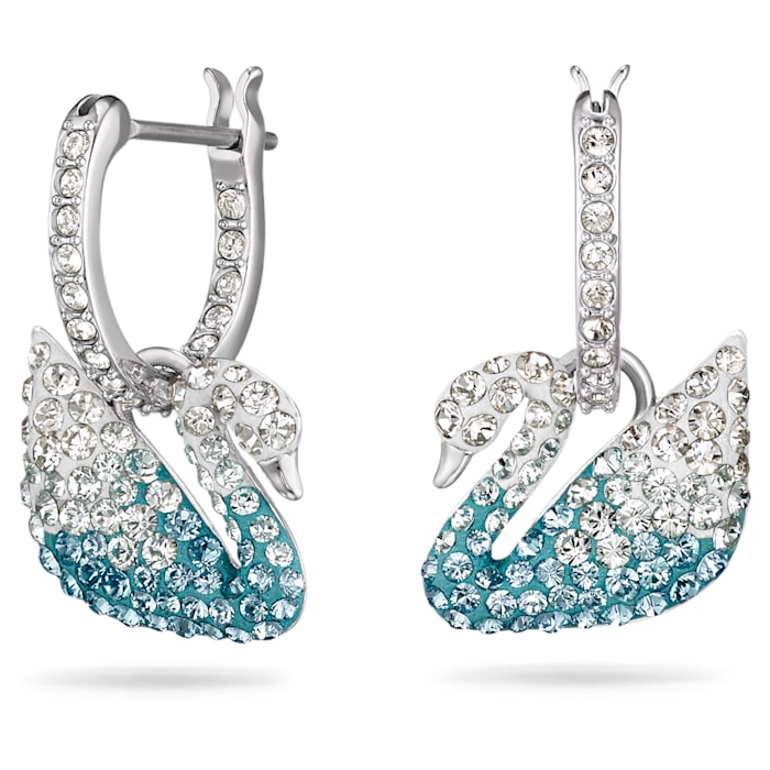 Swarovski Iconic Swan Blue Rhodium Plated Crystal Earrings