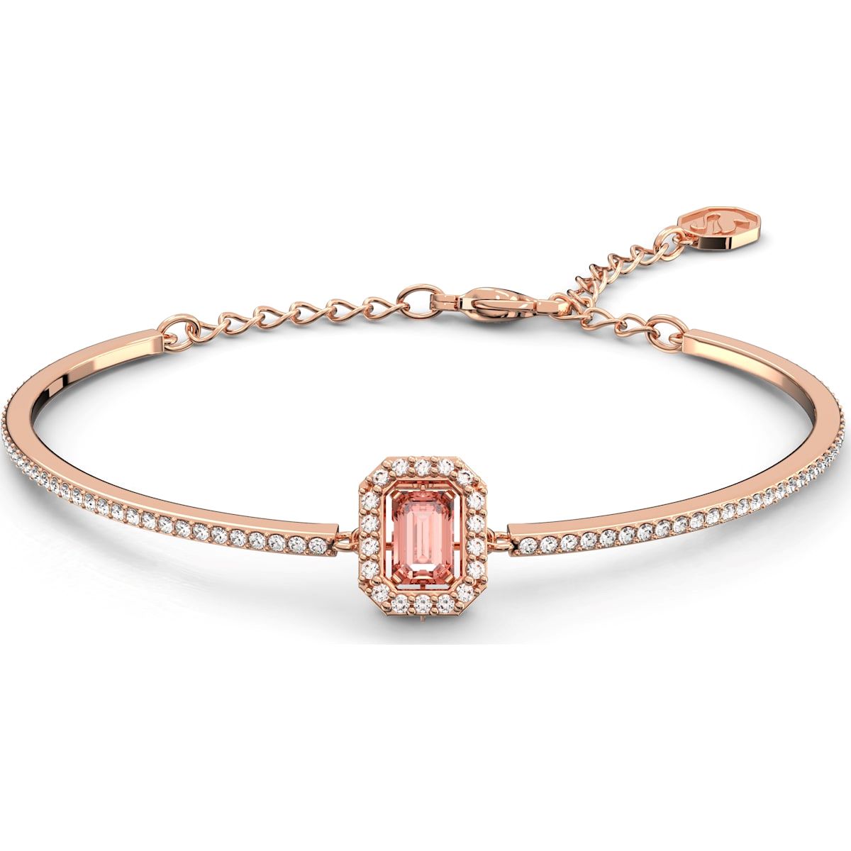 Swarovski Millenia Rose Gold Tone Plated Pink Crystal Octagon Bangle