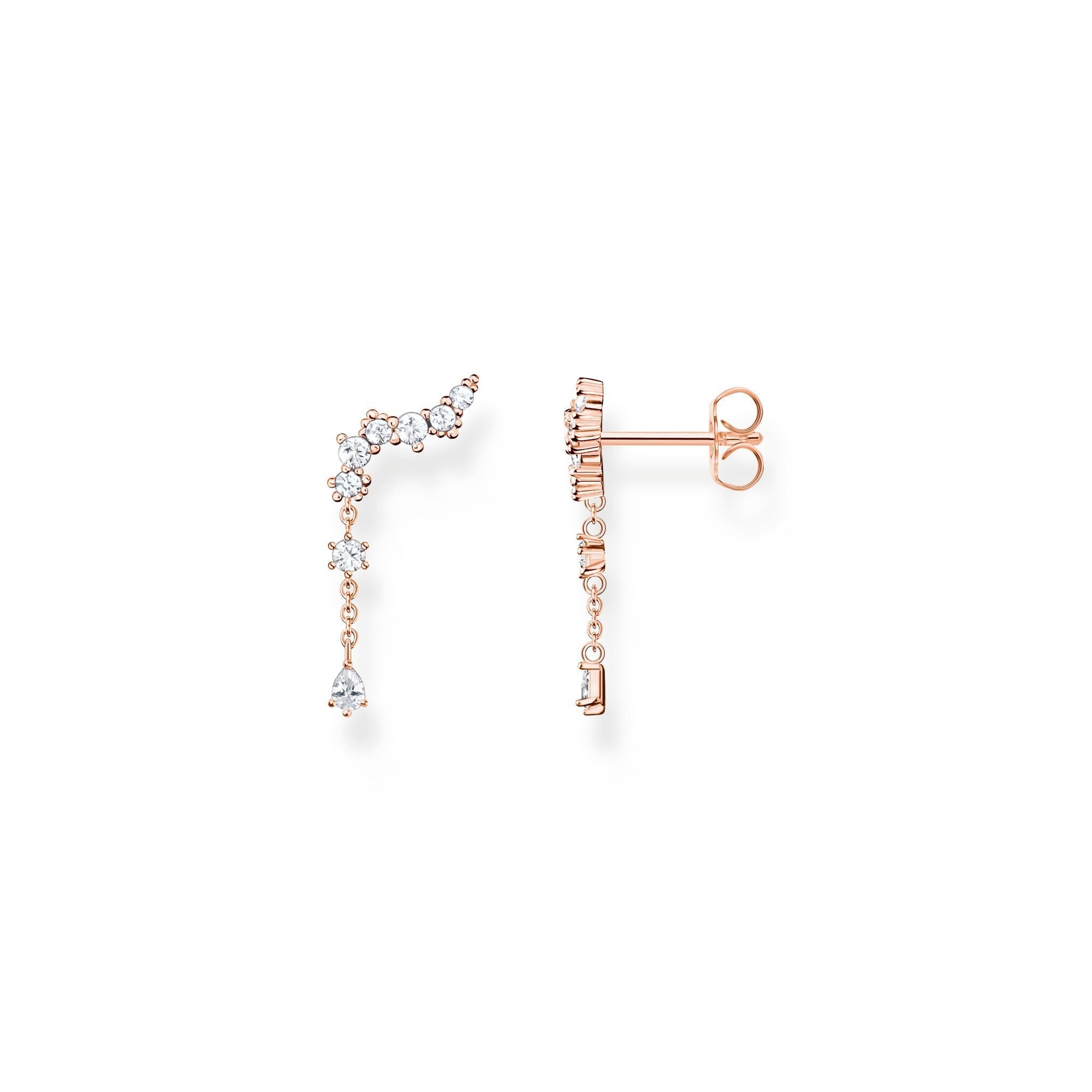 Thomas Sabo Rose Gold Plated Sterling Silver Ice Crystal Ear Climber Earrings
