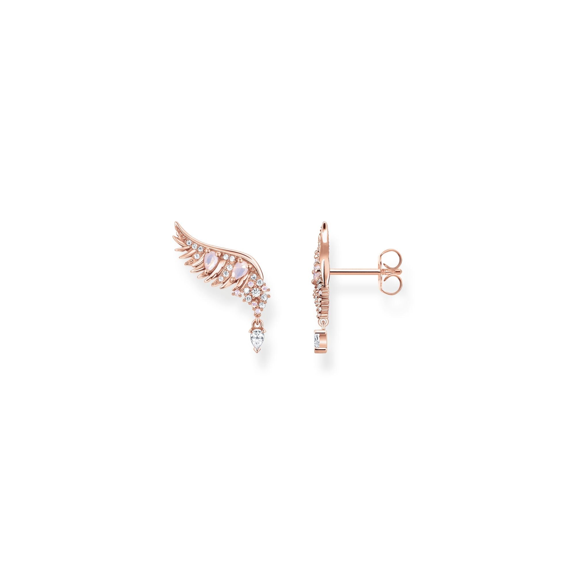 Thomas Sabo Rose Gold Plated Sterling Silver Phoenix Wing Pink Stones Earrings