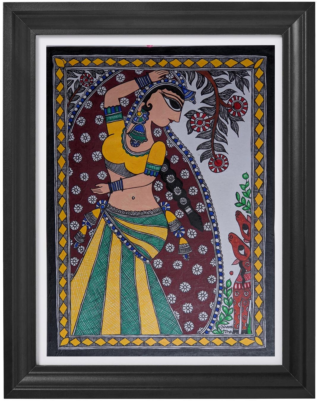 Fine Lady in Artistic Style Madhubani Paintings | Govindaarts