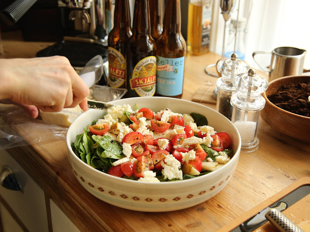 Icelandic salad seasoned with Icelandic Sea Salt and Reluctant Tellicherry Pepper