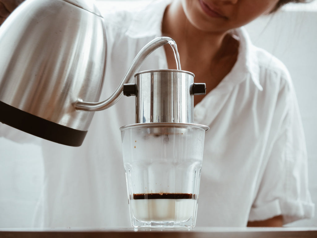 Step 3 Add Water to Phin Bloom Coffee