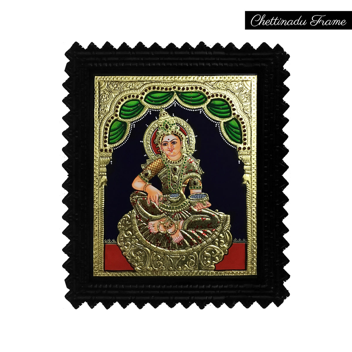 Gold Tanjore Painting of Annapoorani in Golden Saree, Teakwood ...