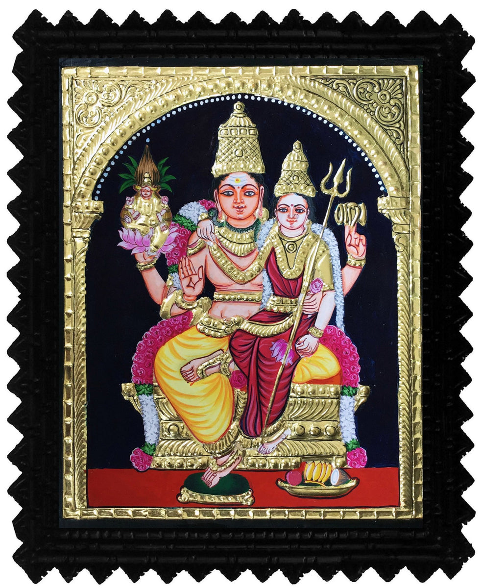 Gold Tanjore Painting of Sri Lakshmi Narayan, Teakwood Frames, the ...