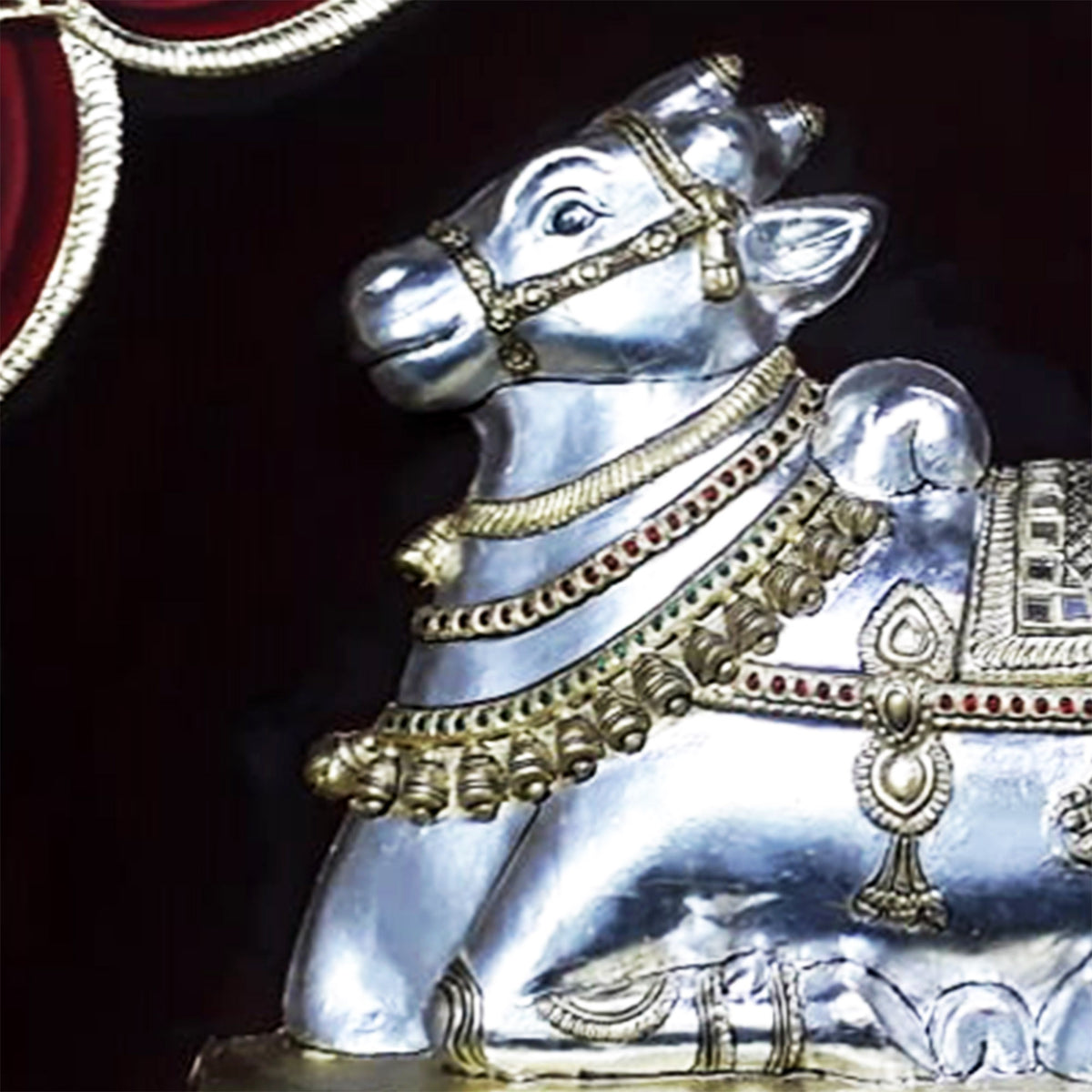Unique 3D Tanjore Painting of Nandi (Silver Foil), Sacred Bull Of ...