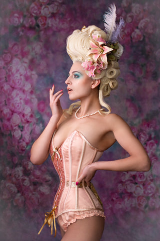 Eve corset in peach and gold by Miss Katie Corsets