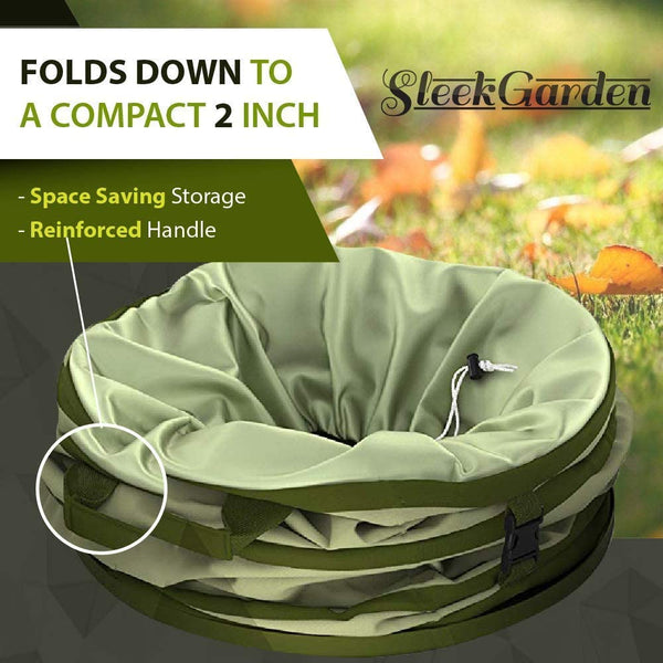 Sleek Garden Smart Collapsible 30 Gal Canvas Waste Bag Pop-up Leaf Scooper Large for sale online