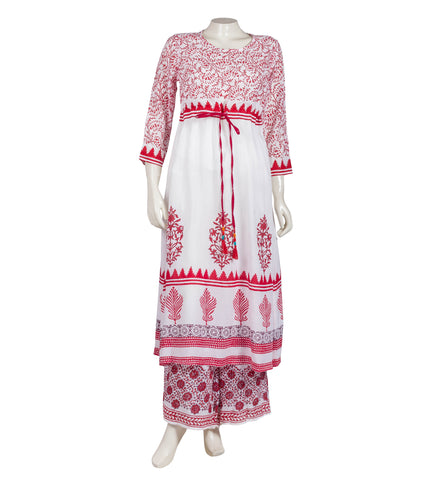 Scoop Neck Empire Cut Anarkali Kurta With Pegged Palazzos