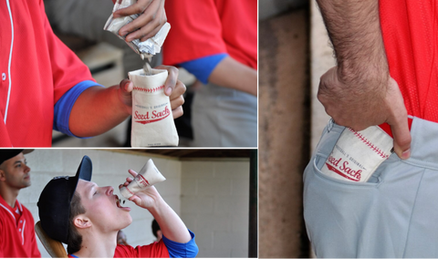 eating seeds in the dugout