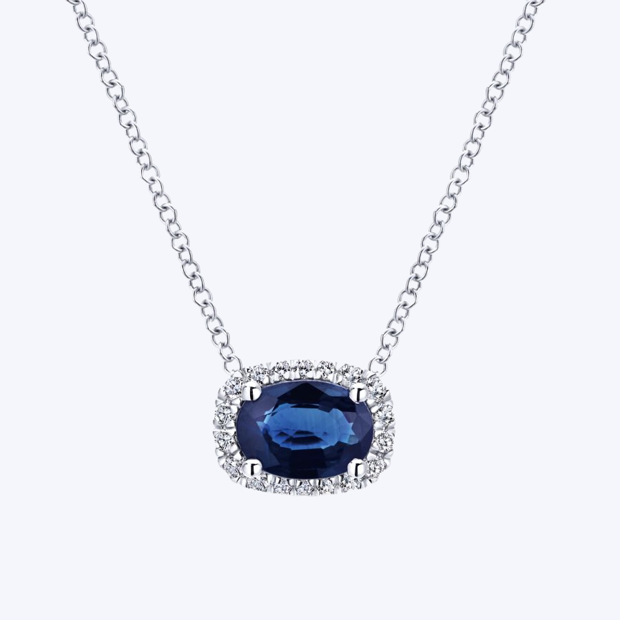 sapphire halo pendant