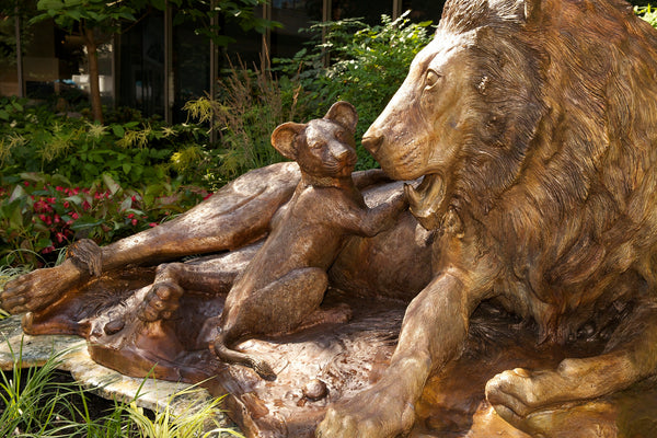 Life-Size Lion Sculpture in Bronze