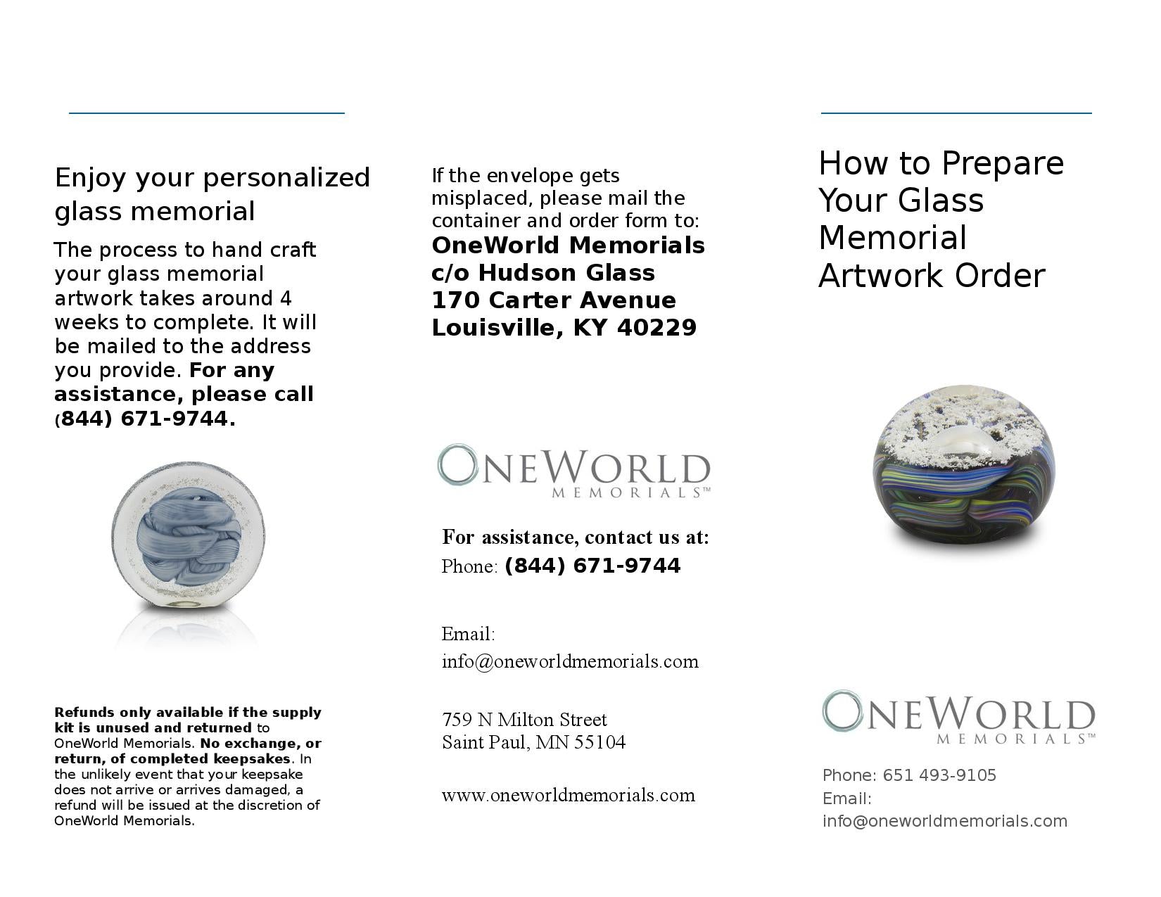 Page 1 of Glass Cremation Keepsake Instructions